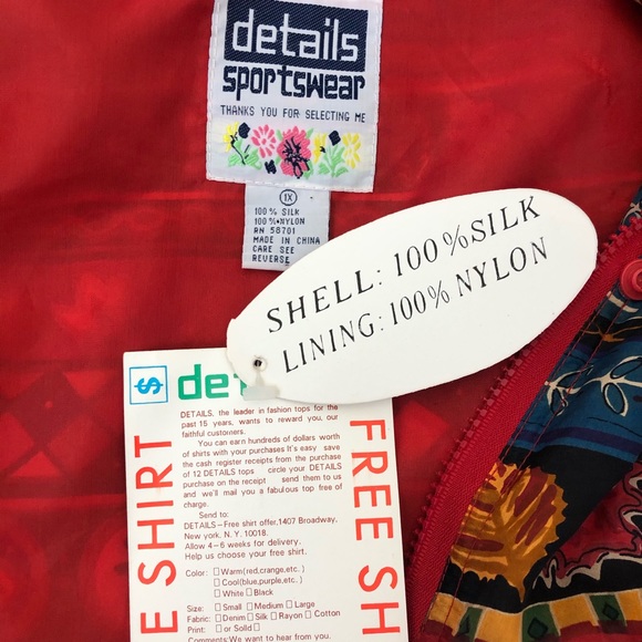 VTG Details Sportswear Jacket Silk Floral - Picture 5 of 8